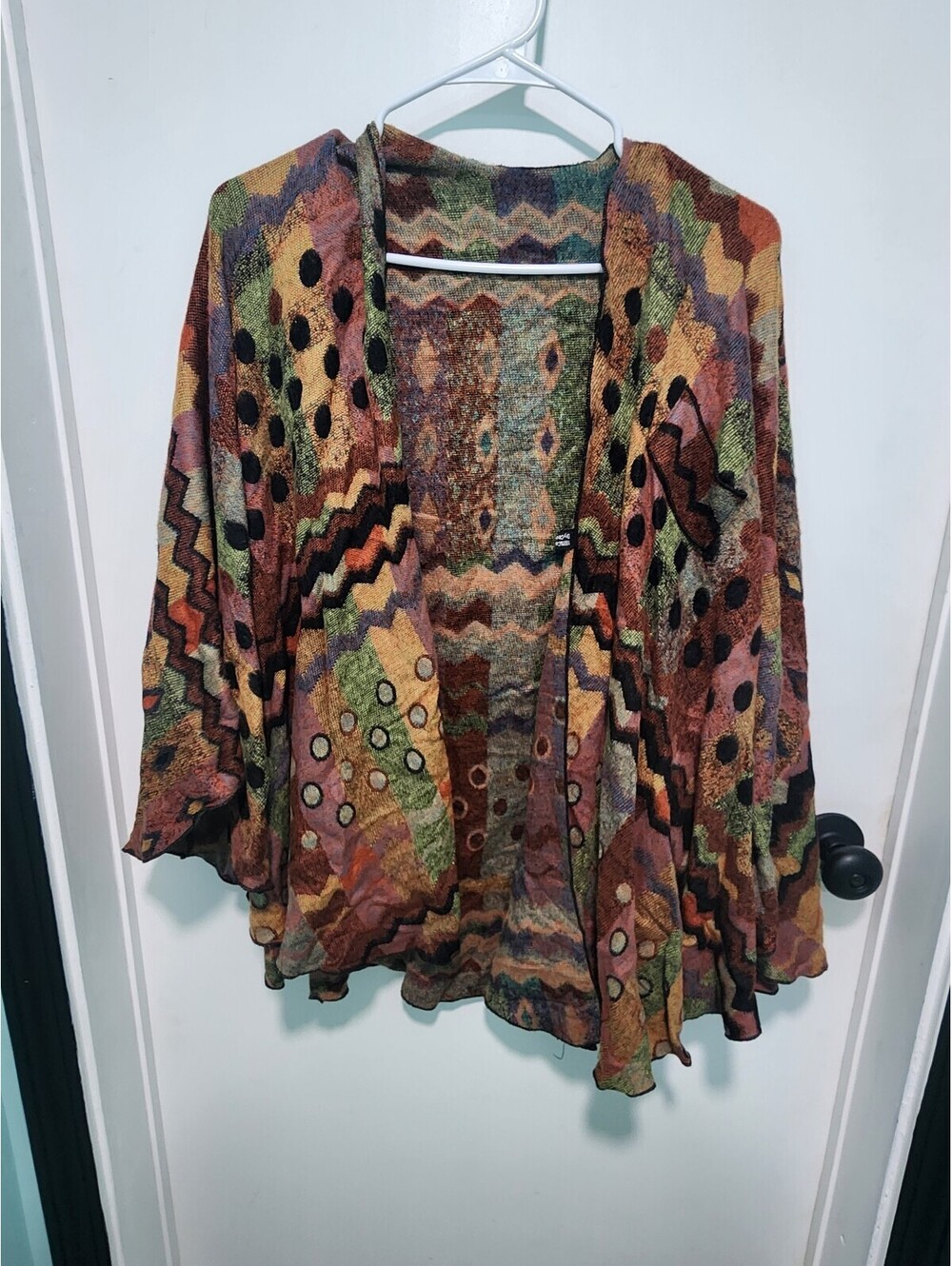 Multicolor Patterned Cashmere Cardigan Sweater